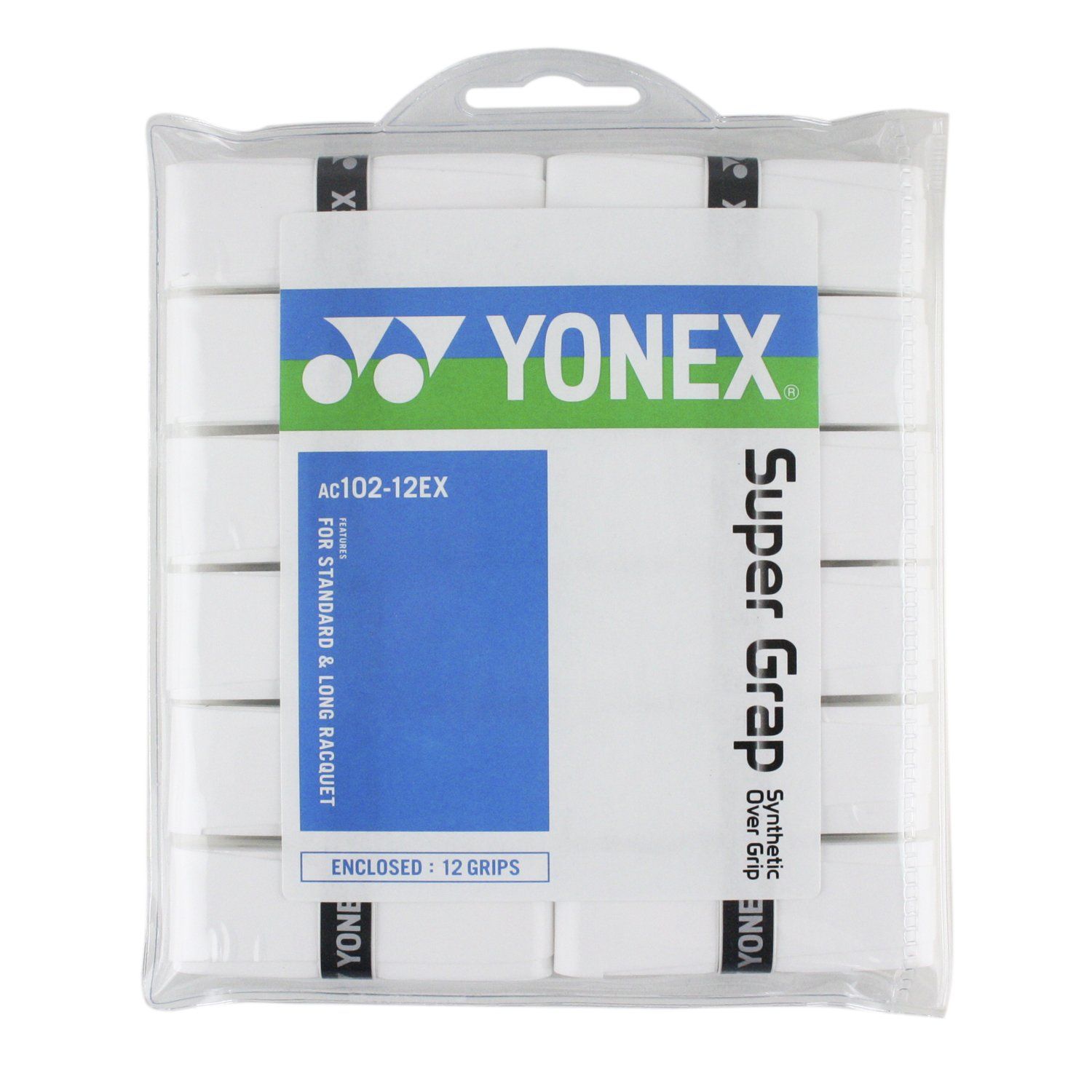 ヨネックス ウェットスーパーグリップテープ 12本入り Yonex Super Grap 12 Pack Overgrip AC102-12EX … ホワイト