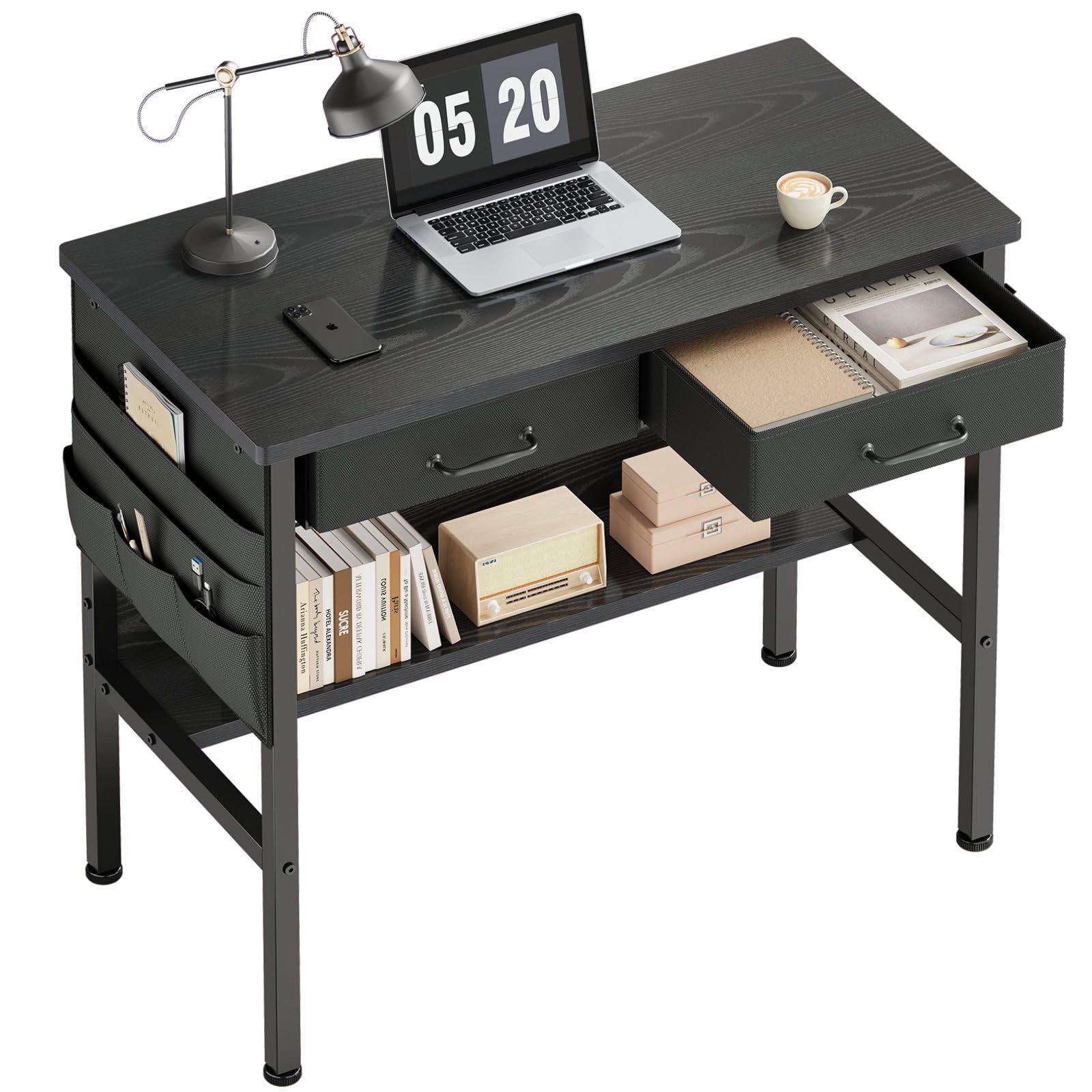 デスク 机 pcデスク 幅80cm パソコンデスク 引き出し/フック付