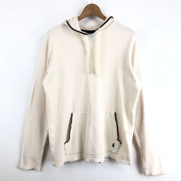 【古着】 RALPH LAUREN ラルフローレン sleepwear ワッフル Tシャツ フード付き ワッフルパーカー 長袖 ホワイト系 メンズM 【中古】 n057489