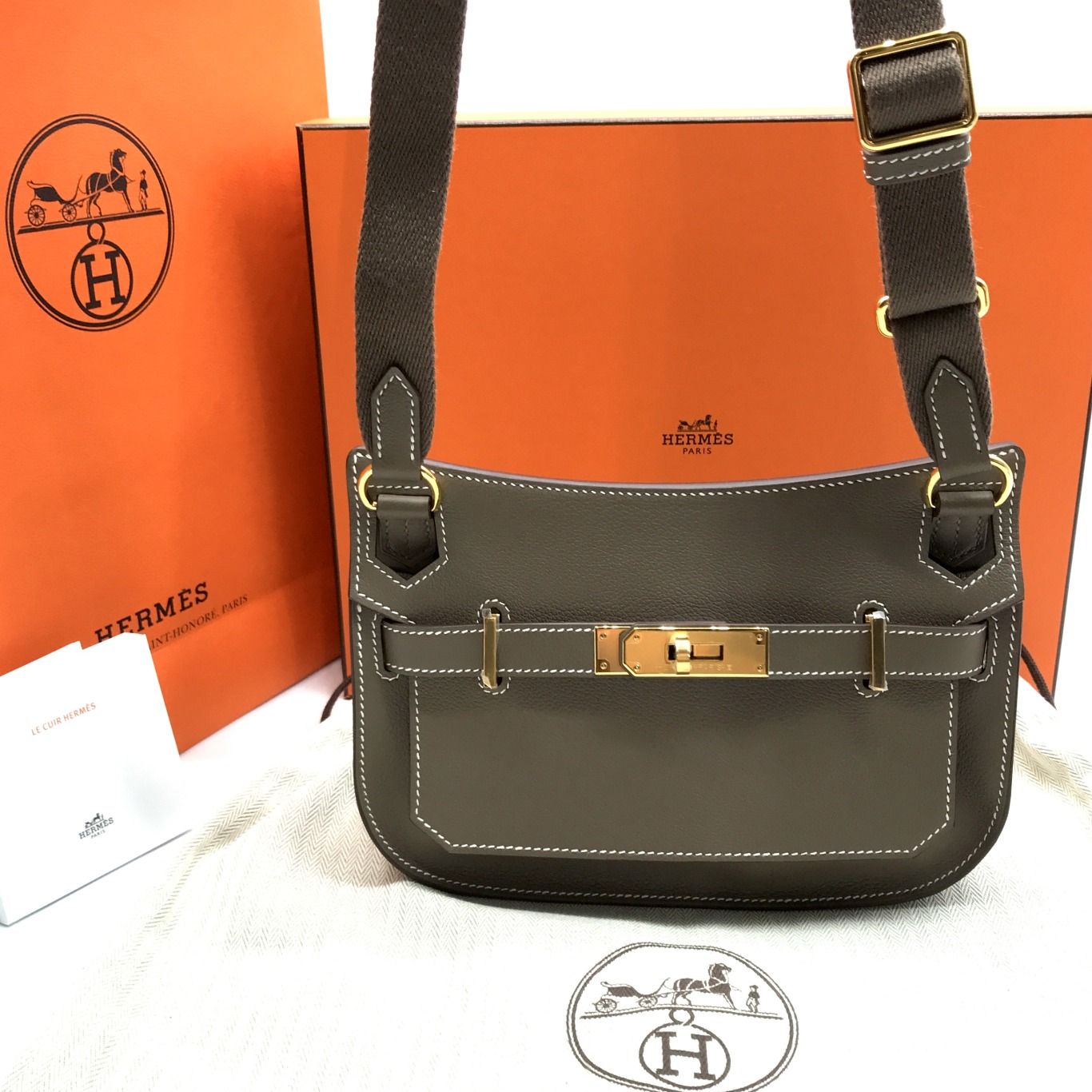 展示品 HERMES エルメス ジプシエールミニ エバーカラー エトゥープ G 