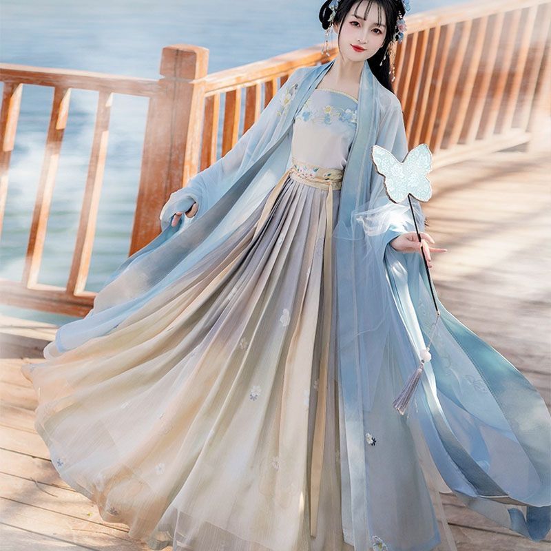 漢服 唐 時代 服装  華やか 漢服 チャイナ服 レディース 唐時代 宮廷 お姫様 皇后 貴妃 変装 仮装 中国古代服装 中華古代時代劇 コスチューム 広袖 振袖 羽織 ワンピース チャイナドレス 花刺繍 光沢 橙色 オレンジ 華流 ハロウィン コスプレ衣装 S M L XL 純の洋服屋さん