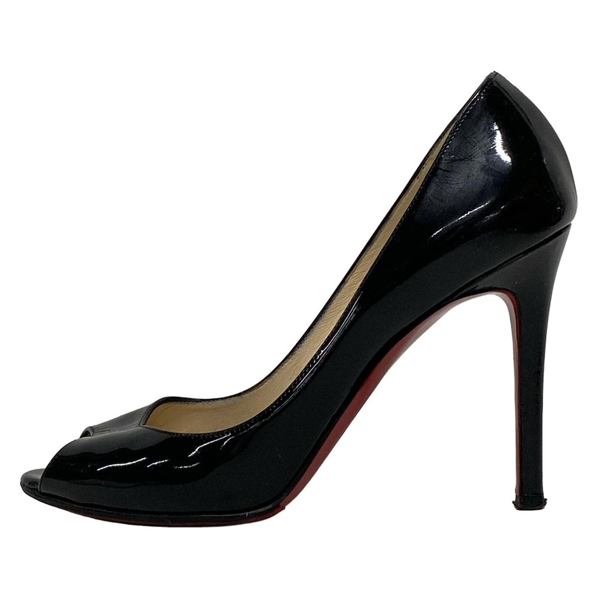 CHRISTIAN LOUBOUTIN クリスチャンルブタン パンプス 36 1|2 レディース - 黒 オープントゥ|アウトソール張替済 レザー