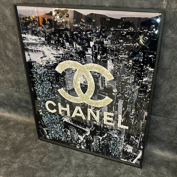 完成品/送料無料】アートパネル 夜景 景色 絵画 額縁入 クリスタル