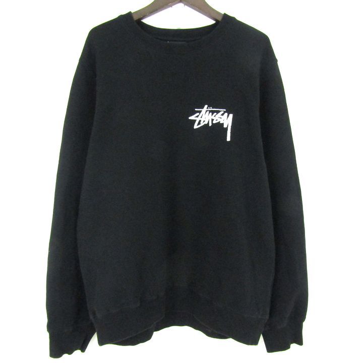 ステューシー スウェット トレーナー 長袖 ロゴ バックプリント トップス メンズ Mサイズ ブラック STUSSY