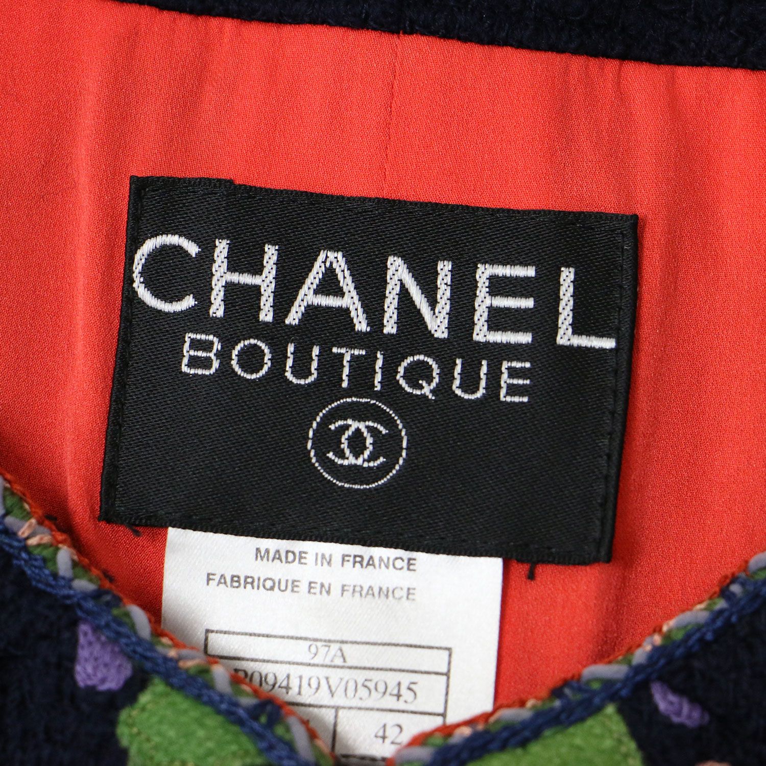 CHANEL シャネル ジャケット ツイード 97A ココマーク ジップ ネイビー