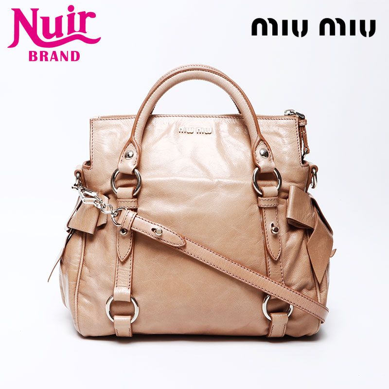 Miu Miu ミュウ ミュウ ハンドバッグ リボン シルバー金具 シャイン 
