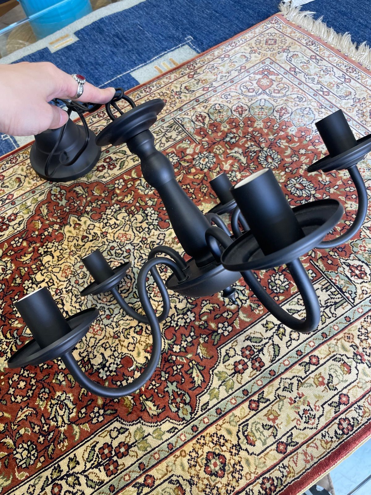 5灯シャンデリア 黒アイアン