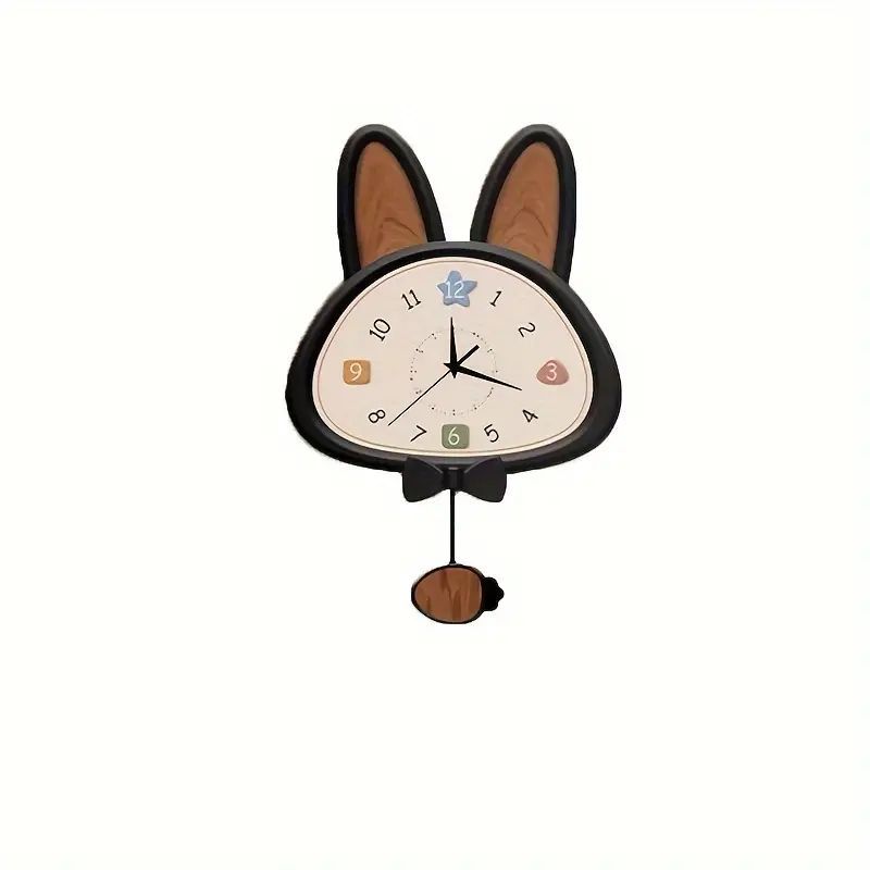 うさぎデザイン アクリル製振り子壁掛け時計 - キュートなインテリアクロック