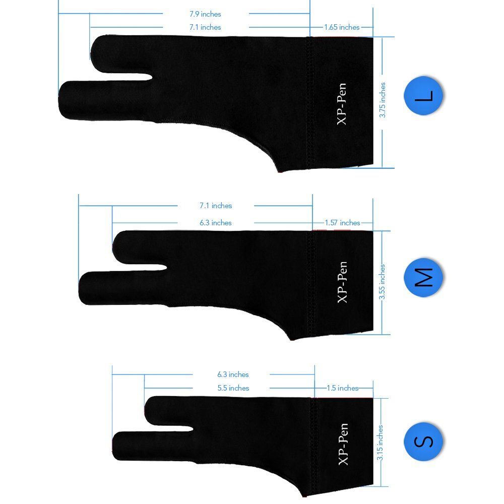 【在庫セール】XPPen 絵描き 手袋 Mサイズ 二本指 グローブ 両利き通用 防汚ライクラ ペンタブ 液タブ トレース台用 AC08