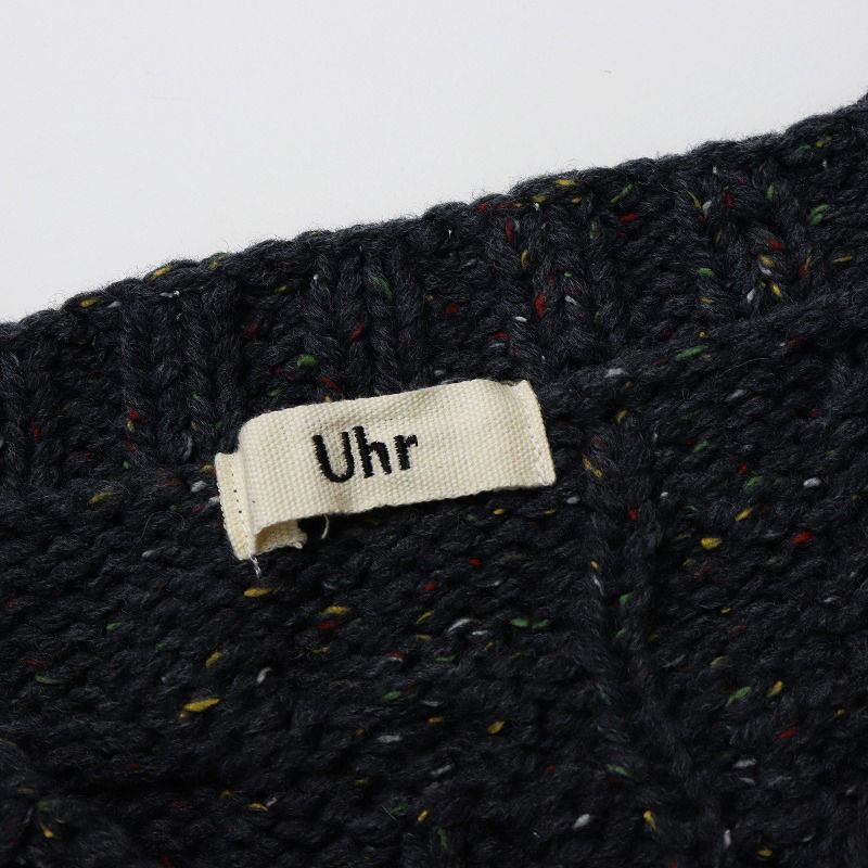 2024SS ウーア Uhr Cable Short Cardigan ケーブル ショート カーディガン F/グレー 羽織り クロップド ニット【2400014394382】 2024SS ウーア Uhr Cable Short Cardigan ケーブル ショート