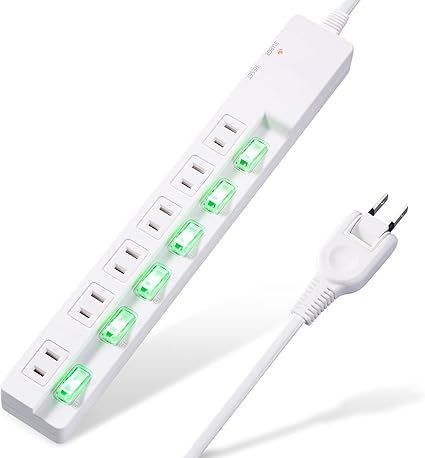 【在庫処分】DanYee 電源タップ 3m 延長コード 2m 6個口 雷サージ軽減フィルター付き 個別スイッチ 省エネACコンセント PSE認証済 ホワイト (3m)