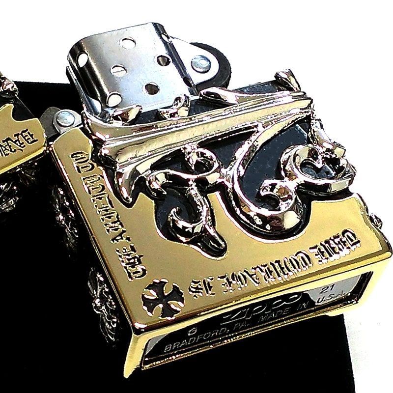 ZIPPO ライター メタルジャケット 金銀 ジッポ 超重厚 艶消しゴールドゴールド系ZIPPOはコチラ