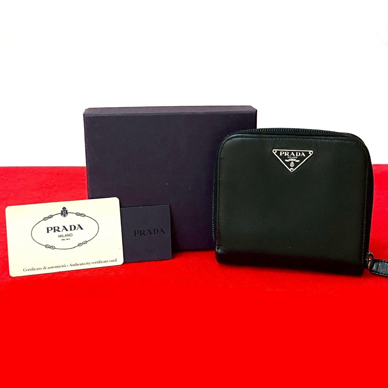 【正規品】PRADA 折りたたみ財布 BLACK 専用BOX付き プラダ PRADA PRADA 二つ折り財布 2ML049 QHH ミニ財布 （F0002