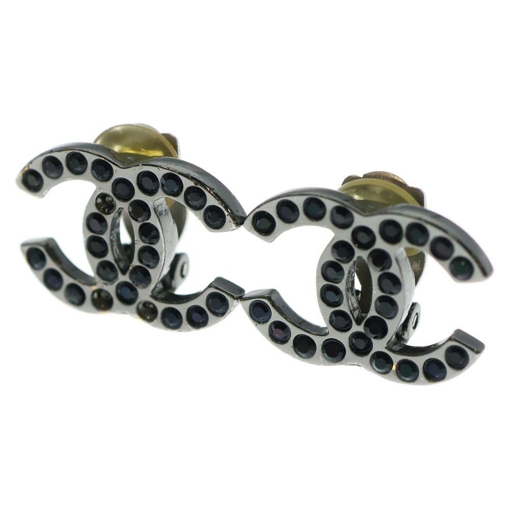 CHANEL シャネル 02A ココマーク ラインストーンイヤリング シルバー