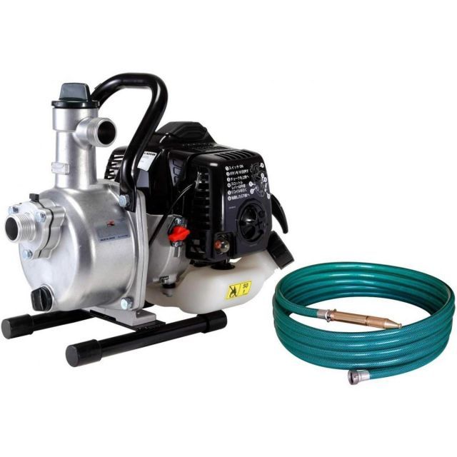 工進 KOSHIN ハイデルスポンプ 8m 散水ホース付 SEV-25LR 2サイクルエンジン 口径 25mm 散水 洗浄 送水 タンク 用水