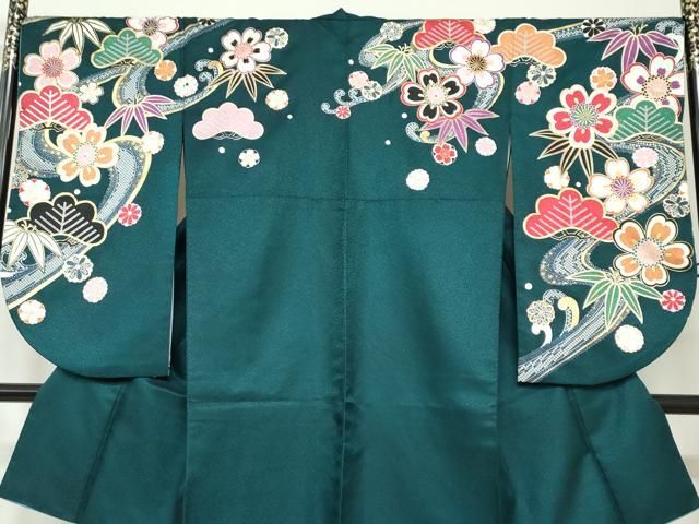 平和屋2□極上 振袖 長襦袢(無双仕立て・半衿刺繍)セット 総絞り 吉祥