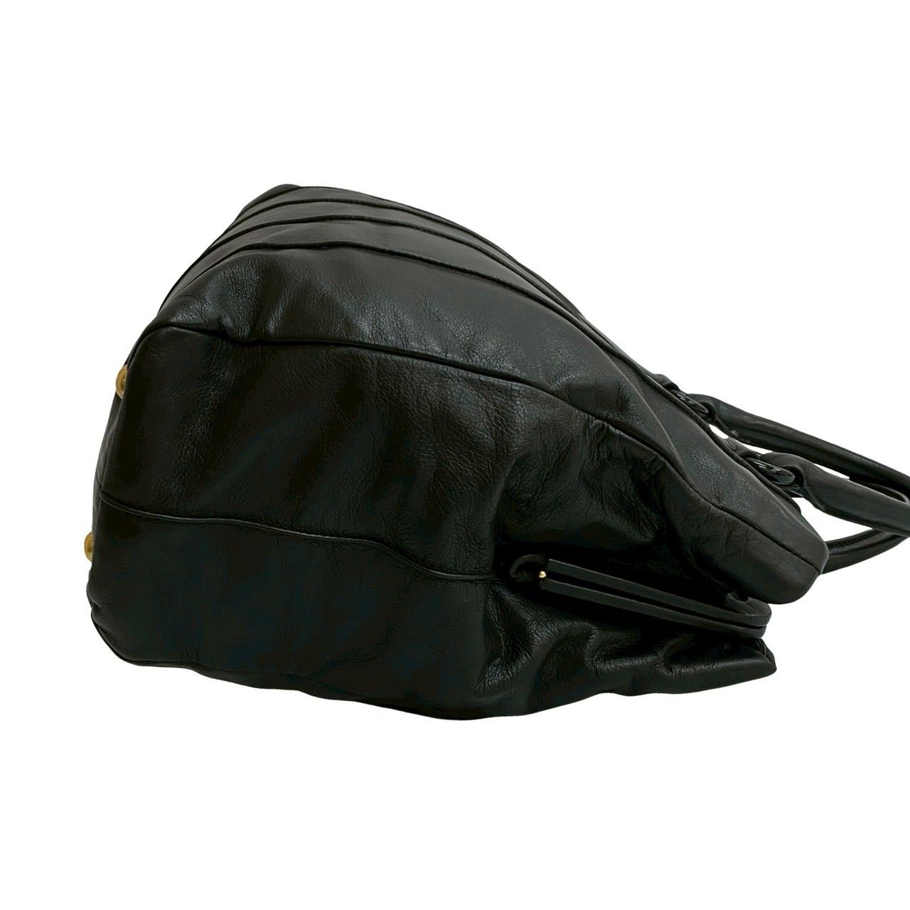プラダ ロゴ トートバッグ レザー ゴールド金具 ブラック 黒　美品 極 美品 希少品 PRADA プラダ ロゴ ゴールド 金具 レザー 本革