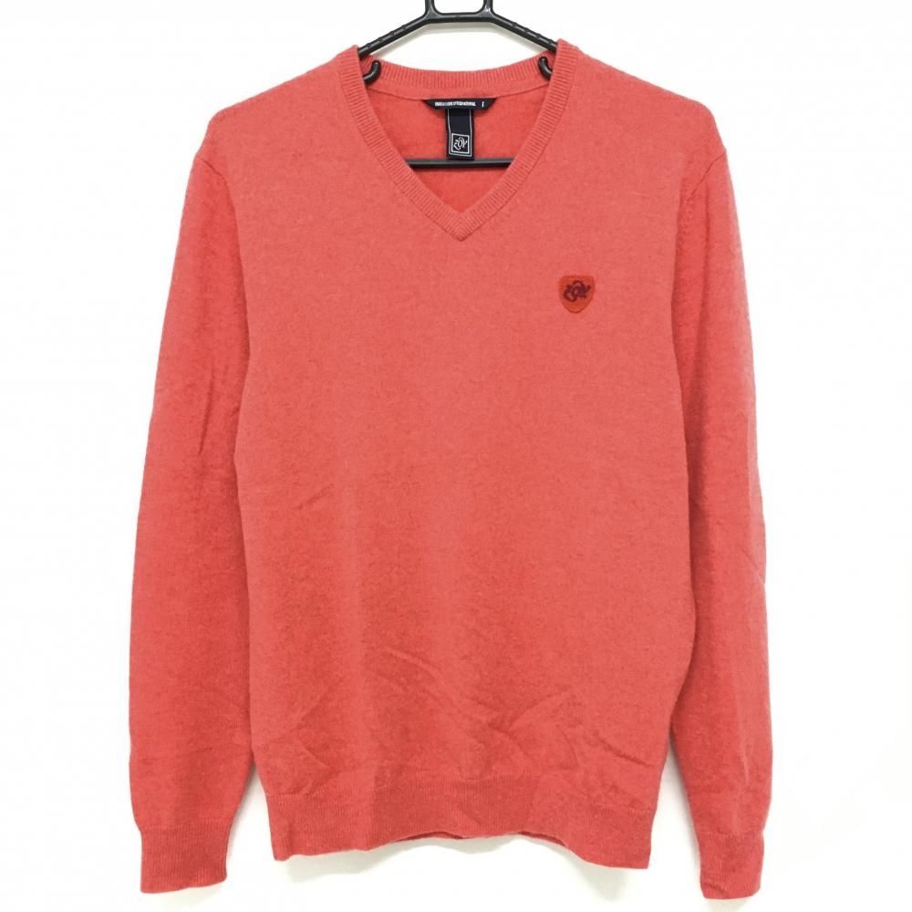 SALE価格【美品】ゾーイ セーター レッド カシミヤ100％ ニット Vネック メンズ 1(S) ゴルフウェア ZOY