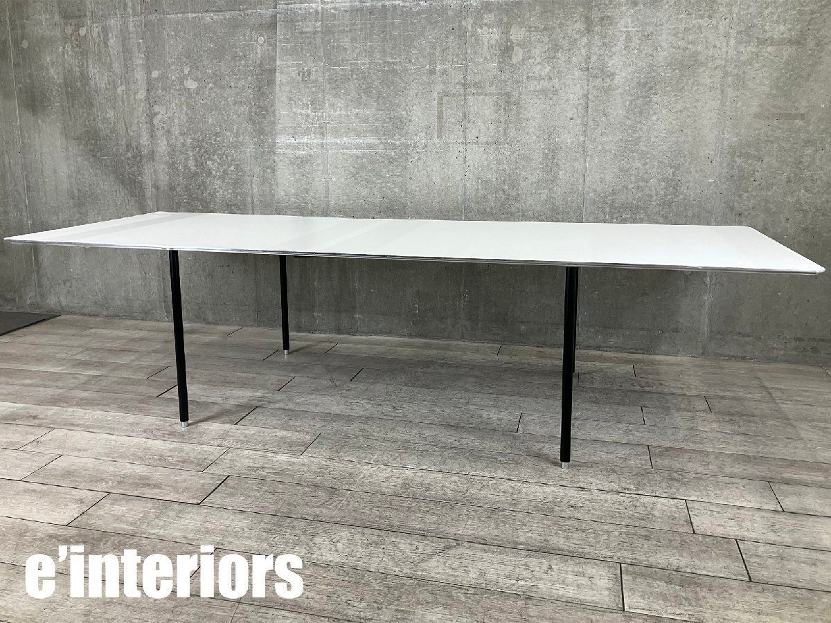 e interiors/インテリアズTee / ティー テーブルホワイトｘブラックレッグW2800