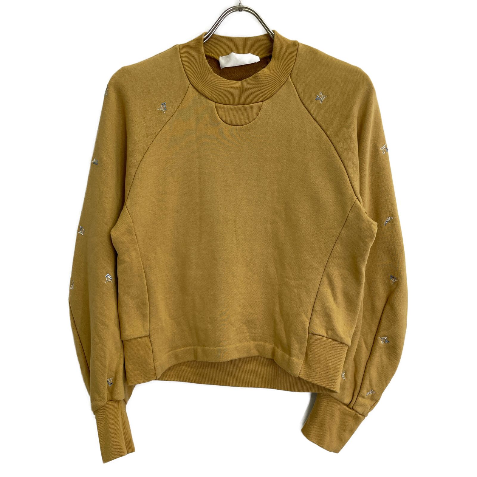 Mame Kurogouchi マメクロゴウチ MM 22 PF-JS 718 ﾍﾞｰｼﾞｭ Floral Motif Embroidered Sweatshirts 1