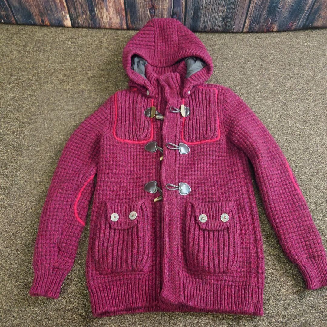 Bark バーク ウール ダッフルコート ニット レッド 上着 冬