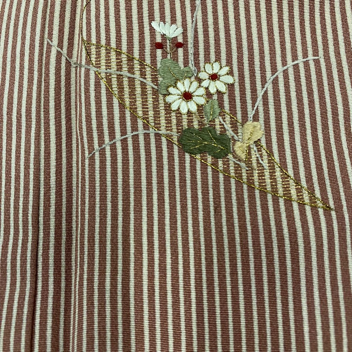 付下げ 身丈159cm 裄丈63cm S 袷 ますいわ屋 草花 縦縞 刺繍