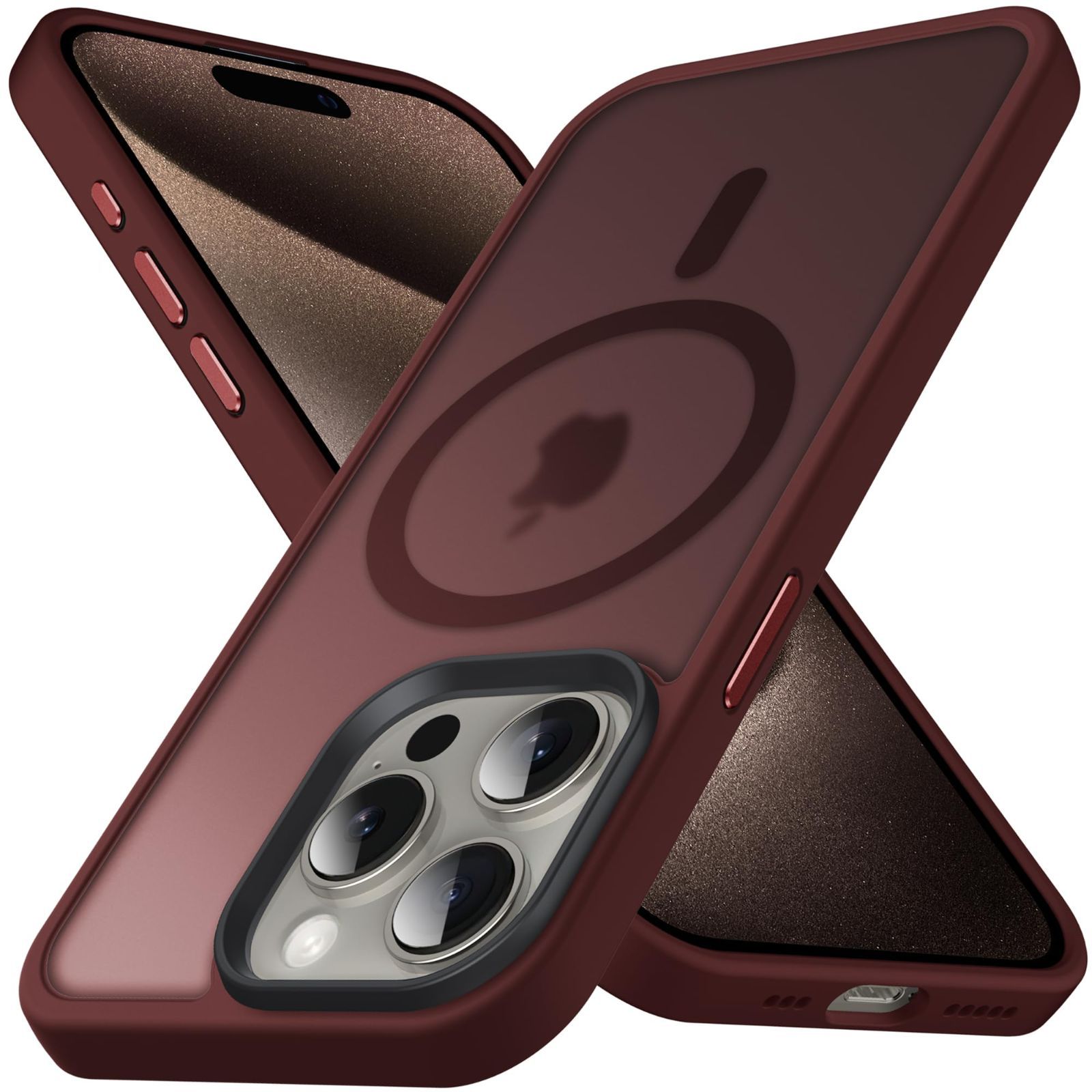 Anqrp iPhone 15 Pro ケース [Magsafe対応] マグネット搭載 マグセーフ 充電対応 半透明 マット感 耐衝撃 米軍MIL規格 指紋防止 ストラップホール付き スマホケース アイフォン15 プロ カバー 6.1インチ