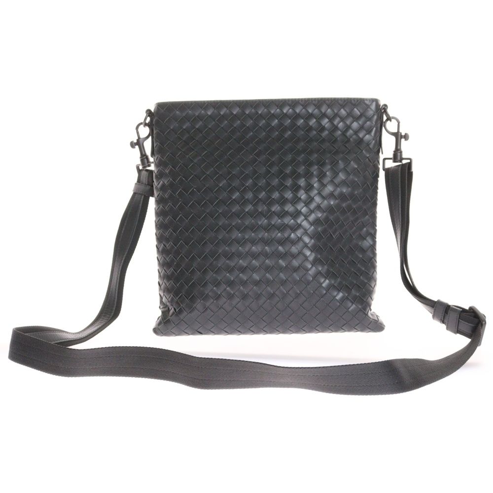 高級＊ボッテガヴェネタ イントレチャート メッセンジャーバッグ ブラック 黒 BOTTEGA VENETA (ボッテガヴェネタ) イントレチャート