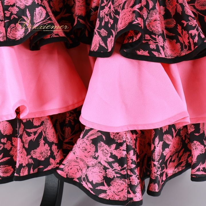 フラメンコ 衣装 ワンピース ドレス 柄 模様 ダンス パーティ ボランテ  