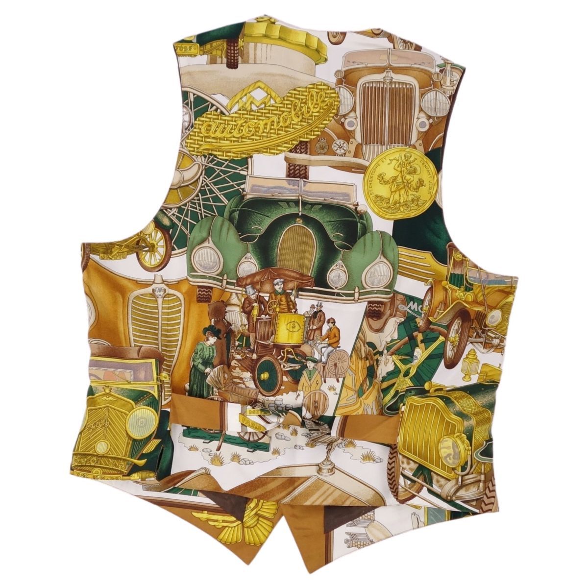 エルメス　シルクベスト　ジレ　総柄　マルチカラー　フランス製　ヴィンテージ　38 美品 Vintage エルメス HERMES ベスト ジレ 総柄 シルク100