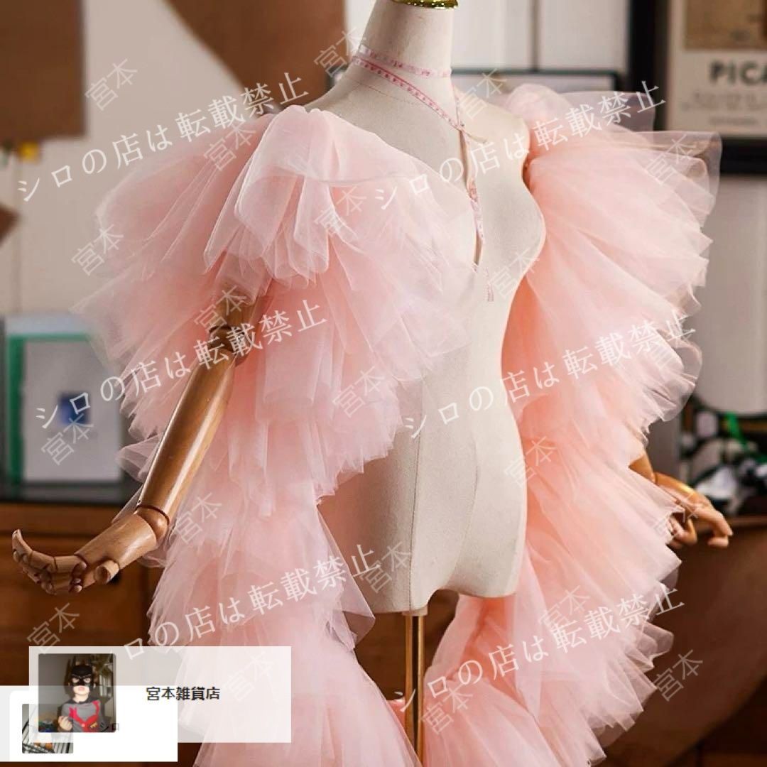 フリルがゴージャスなソフトチュールのロングショール ピンク フリルがゴージャスなソフトチュールのロングショール ピンク
