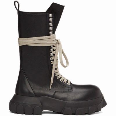 BOZOブーツ●RICK OWENS●ジャンボレースアップレーザブーツ Rick Owens リックオウエンス レザーシューズ LACEUP BOZO