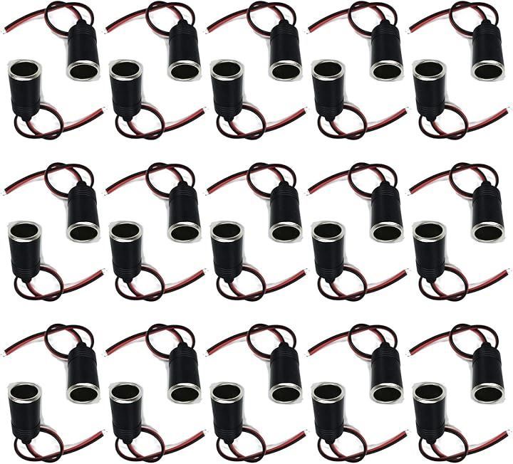 S-NET エスネット シガー ソケット 充電器 電源 から メス 12/24V対応 5個 セット ケーブル 付 蓋無し 取説 SN-216-CG2 スイッチ ヒーター(ブラック30（蓋無しメス 30個）)