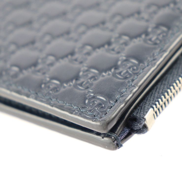 GUCCI グッチ 二つ折り財布 544475 レザー ネイビー シルバー金具