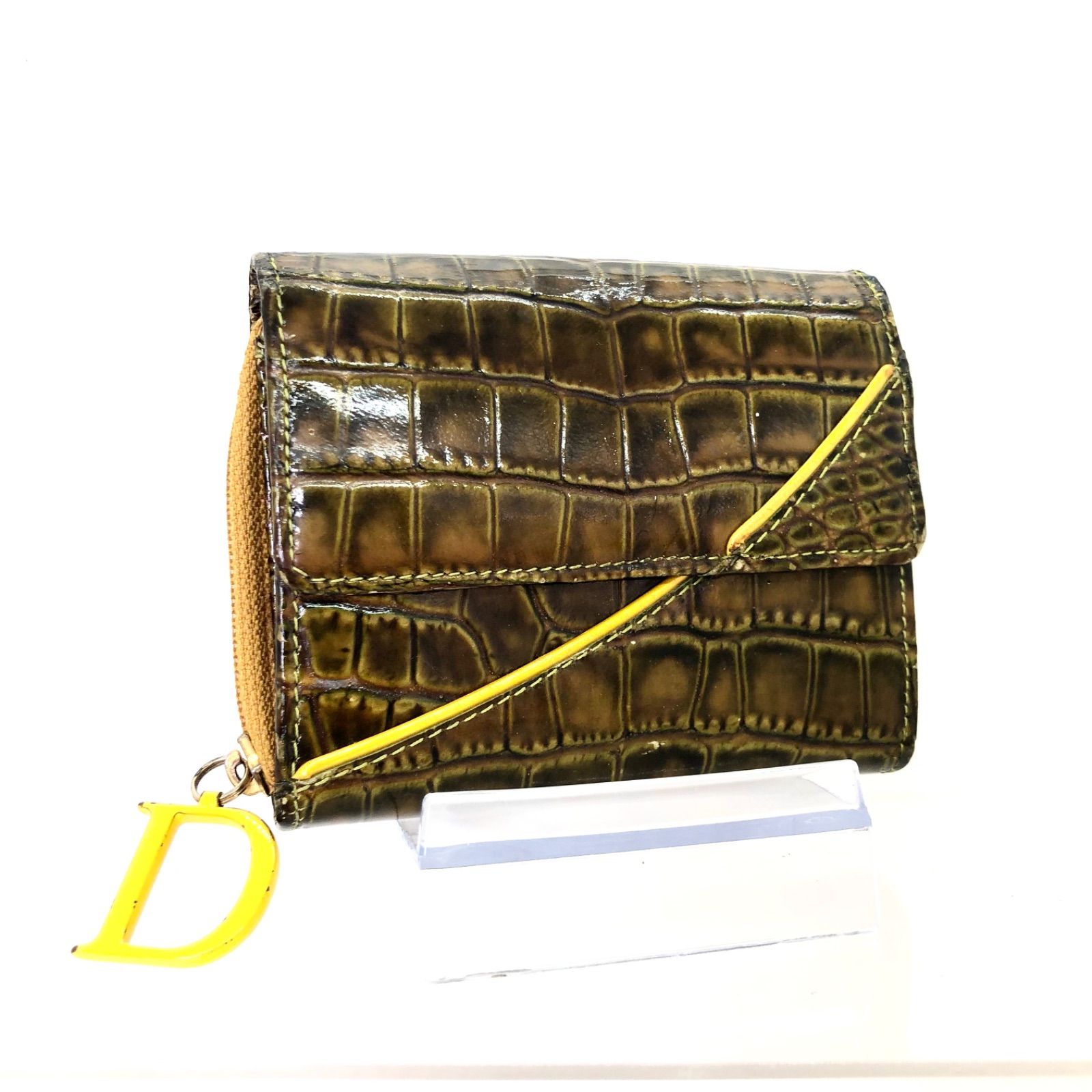 □希少□Christian Dior クリスチャンディオール クロコ型押しレザー 