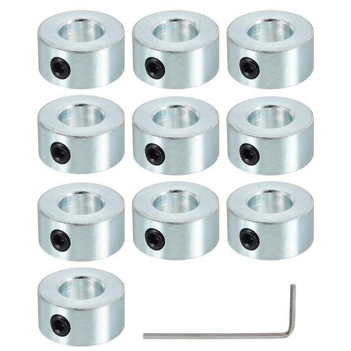 送料無料，品質保証 PATIKIL内径3/8”シャフトカラー13/16”外径3/8”厚さ10個パックカーボンスチールランディングギアストッパーホイールカラーM5セットスクリューu0026レンチ付き工作機械産業用シルバー その他
