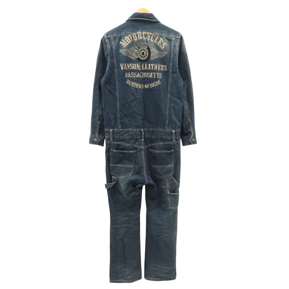 VANSON バンソン オールインワン デニム ツナギ ネイビー系 L