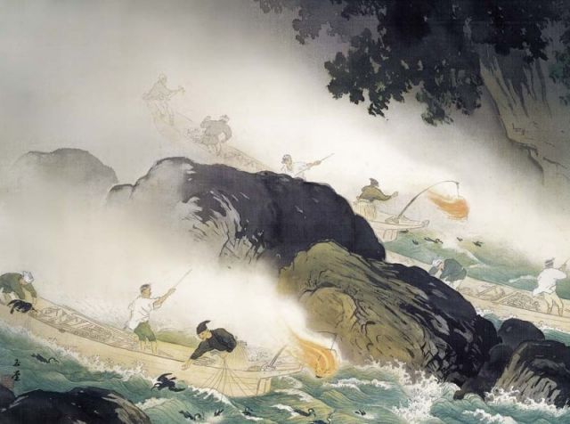 種類2：f6 額絵 川合玉堂 鵜飼 f8・f6・f4サイズ 日本の名画シリーズ