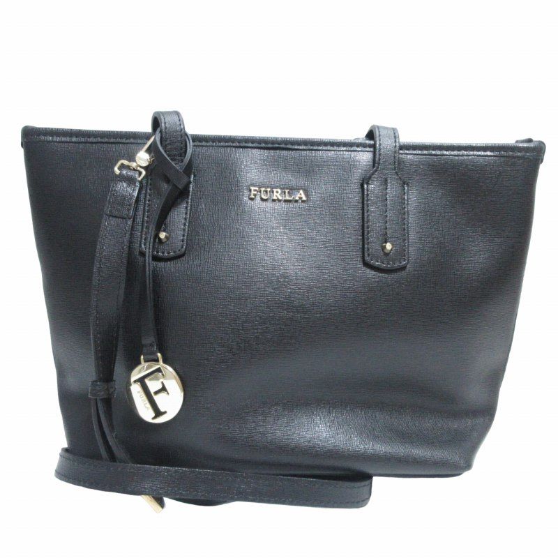 フルラ FURLA リンダ LINDA 2WAY ショルダーバッグ ハンドバッグ サッチェル レザー Fチャーム 黒 ブラック IBO54 0810