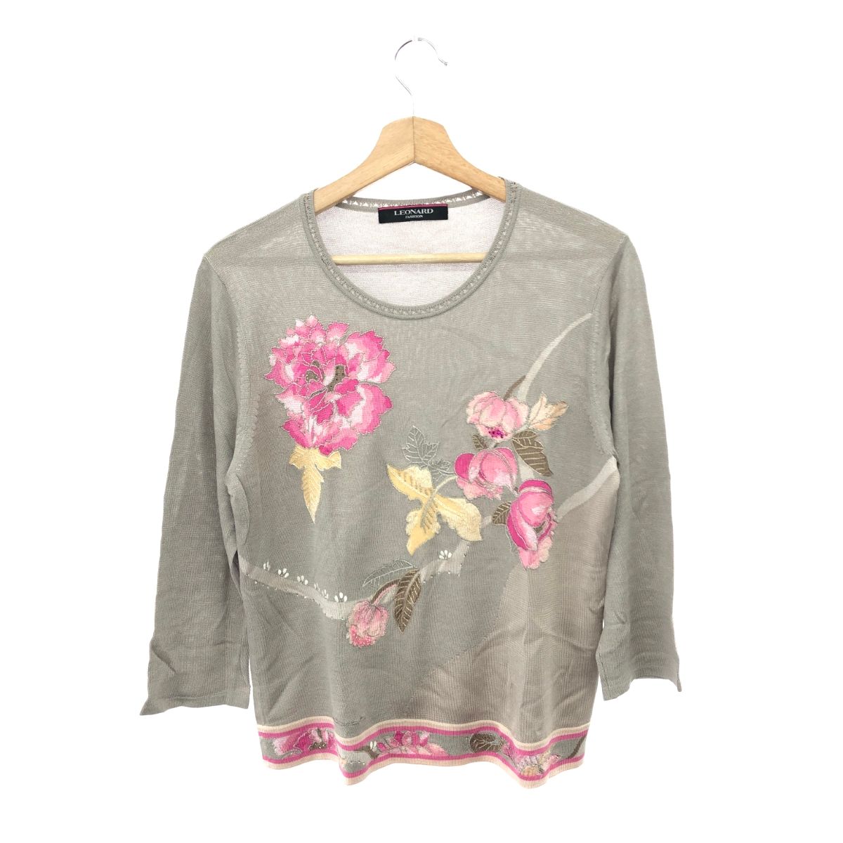 ☆美品☆　レオナール　セーター　４２ LEONARD レオナール シルク 長袖ニット 大きいサイズ:42