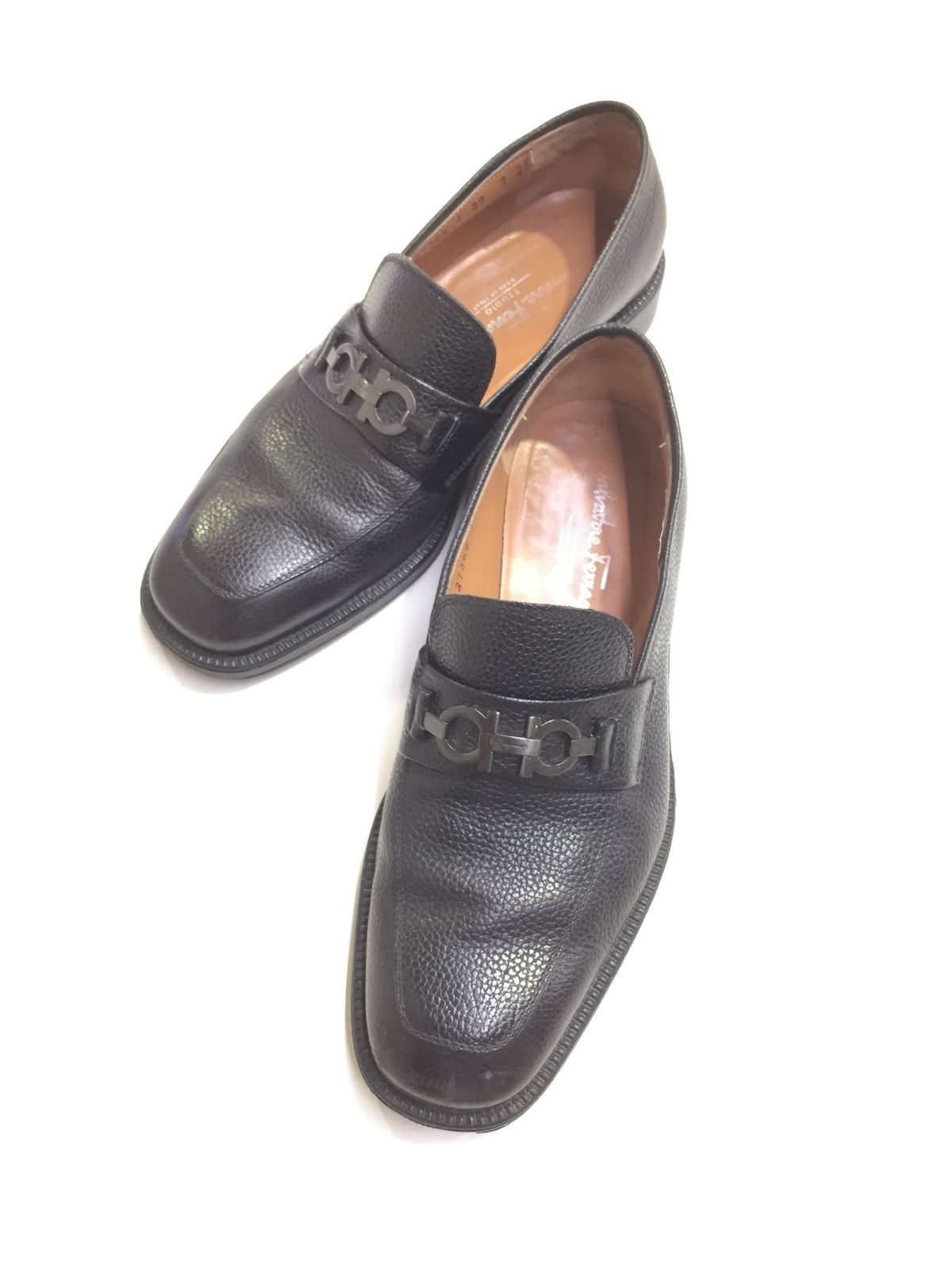 SALVATORE　FERRAGAMO　UH27364　F29　レザーシューズ　サイズ7/2Eワイズ　LEATHER　MOCCASIN　SHOES　BLACK