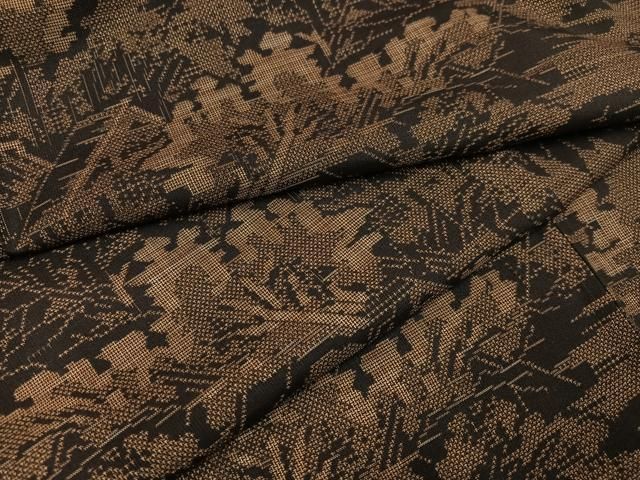 平和屋着物●本場大島紬 カタス9マルキ 風景草木文 正絹 AABA8887ph