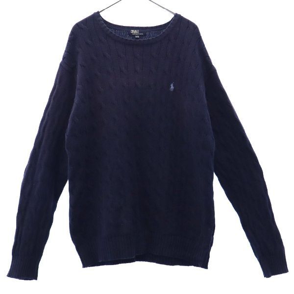 ポロバイラルフローレン ロゴ刺繍 長袖 セーター 170 ネイビー Polo by Ralph Lauren ニット キッズ 古着 【240124】