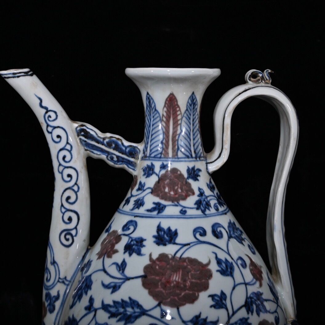 中国古美術品　青花釉裏紅　茶葉罐　人物(岳母刺字) 小壺　大清雍正年製 中国古美術品 青花釉裏紅 茶葉罐 人物(岳母刺字) 小壺 大清