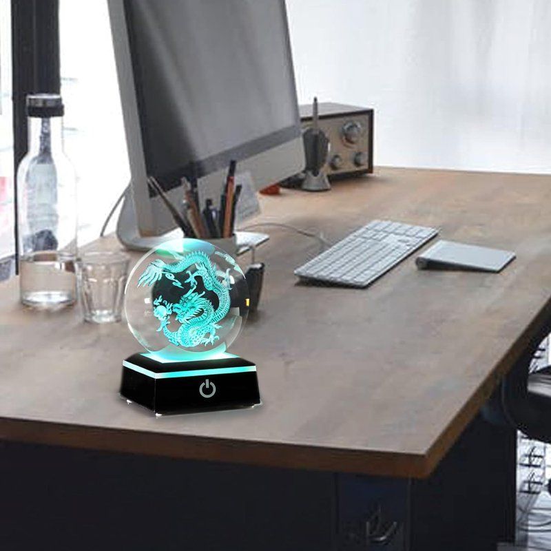 購入 八大竜王LEDカラー装飾ギフトオブジェクリスタルガラスボール置物