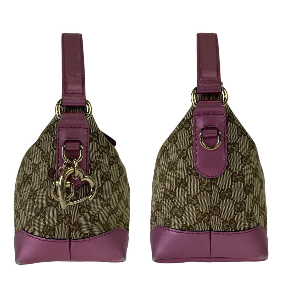 GUCCI グッチ ハートチャーム GG柄 ベージュ ゴールド金具 GG
