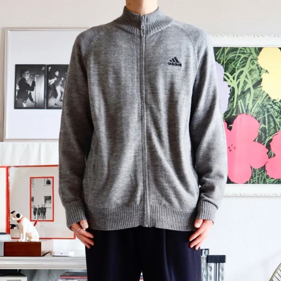 ADIDAS 00s Y2K Drivers Knit Cardigan Gray アディダス ドライバーズ