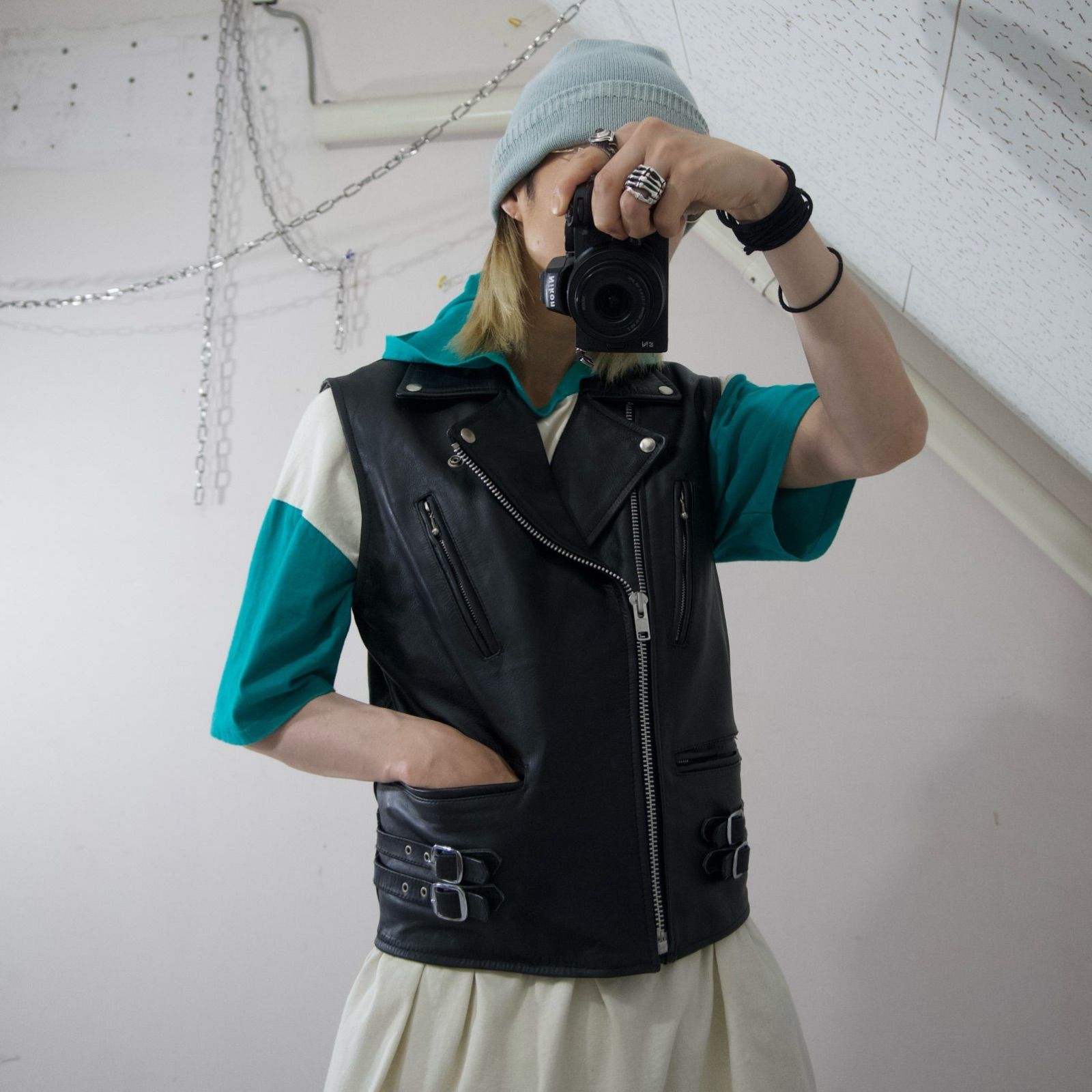與 真司郎  HORN WORKS レザーベスト Sサイズ 楽天市場】Horn Works 本革 ライダースベスト メンズ ホーン