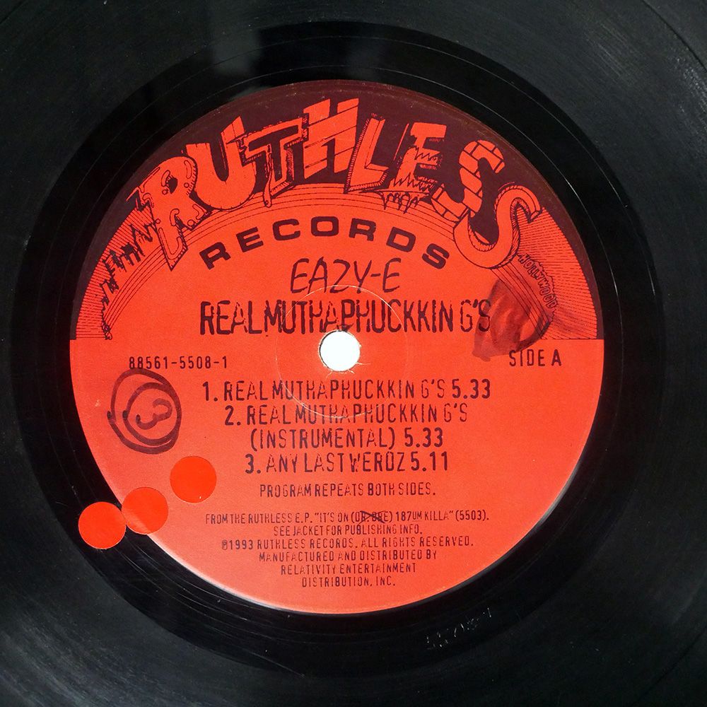 EAZY-E レコード LP ジャンク,米 US盤 EAZY-E/REAL MUTHAPHUCKKIN G'S/RUTHLESS