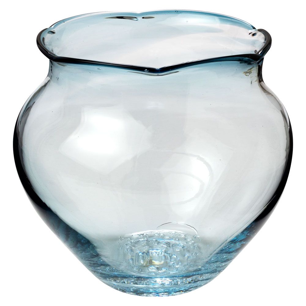 吹きガラスの金魚鉢 小010 淡青 滋賀県の吹きガラス工房より Glass g fish bowl Shiga craft